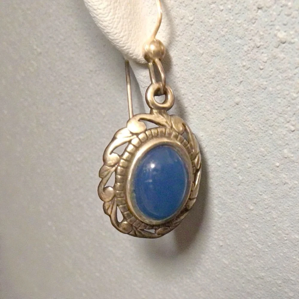 Jolaine Single Silver Earring with (Lapis Lazuli?? )  Blue Stone